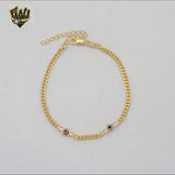 (1-0669-1) Gold Laminate - 3mm  Curb Link Eye Bracelet - 7" - BGF