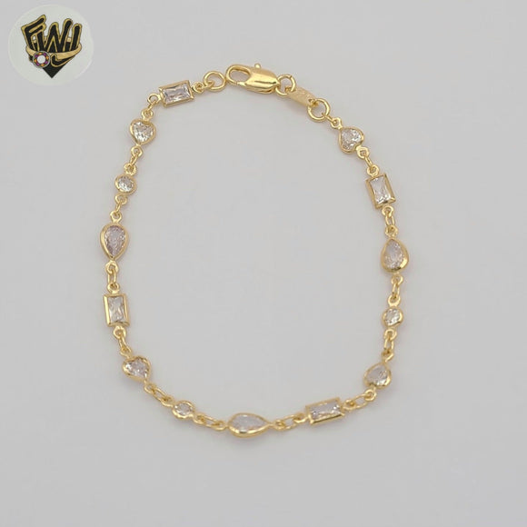 (1-0634) Gold Laminate - 5mm Zircon Link Bracelet - 7