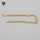 (1-0635) Gold Laminate - 3.5mm Curb Link Zircon Bracelet - BGF