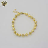 (1-0812) Gold Laminate - 6mm Balls Link Bracelet - 7" - BGO