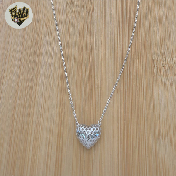 (2-66026) 925 Sterling Silver - 3D Heart Necklace.
