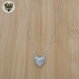 (2-66026) 925 Sterling Silver - 3D Heart Necklace.