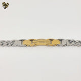 (4-4221) Acero inoxidable - Brazalete de eslabones curvos alternativos de 11,5 mm - 8"