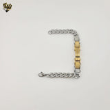 (4-4221) Acero inoxidable - Brazalete de eslabones curvos alternativos de 11,5 mm - 8"