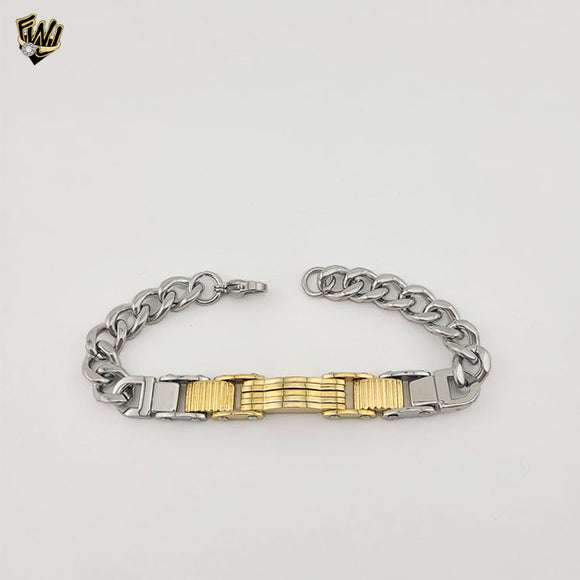 (4-4221) Acero inoxidable - Brazalete de eslabones curvos alternativos de 11,5 mm - 8