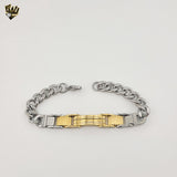 (4-4221) Acero inoxidable - Brazalete de eslabones curvos alternativos de 11,5 mm - 8"