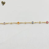(1-0651) Laminado de oro - Pulsera de perlas y cuentas multicolores de 5 mm - 7" - BGF