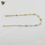 (1-0651) Laminado de oro - Pulsera de perlas y cuentas multicolores de 5 mm - 7" - BGF