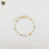 (1-0651) Laminado de oro - Pulsera de perlas y cuentas multicolores de 5 mm - 7" - BGF