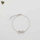 (2-0427) 925 Sterling Silver - 1mm Link Infinity Bracelet.