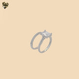 (2-5254-2) Anillo de bodas rectangular en plata de ley 925.