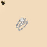 (2-5244-2) 925 Sterling Silver - Wedding Squared Zircon Ring.