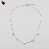 (2-66016-1) 925 Sterling Silver - Zircon Triangle Necklace - 16.5"