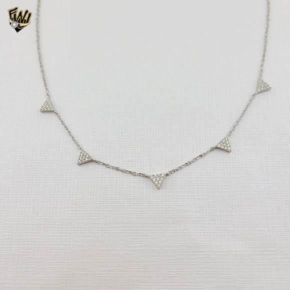 (2-66016-1) 925 Sterling Silver - Zircon Triangle Necklace - 16.5