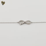 (2-0427) 925 Sterling Silver - 1mm Link Infinity Bracelet.