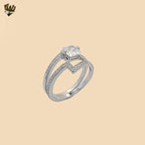 (2-5244-2) 925 Sterling Silver - Wedding Squared Zircon Ring.