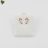 (2-3102) 925 Sterling Silver - Candy Cane Stud Earrings.