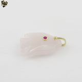 (1-2226-1) Gold Plated-  Milky Quartz Fish Pendant.
