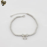 (2-0430) 925 Sterling Silver - Zircon Bow Bracelet.