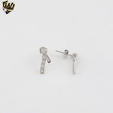 (2-3162) 925 Sterling Silver - Baguette Bar Stud Earrings.