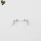 (2-3162) 925 Sterling Silver - Baguette Bar Stud Earrings.