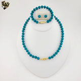(MSET-50) Gold Laminate - 8mm Turquoise Mallorca Pearls Set
