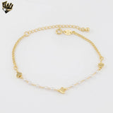 (1-0530) Gold Laminate - Heart and Pearls Bracelet - 7" - BGF