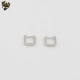 (2-4152) 925 Sterling Silver - Zircon Square Hoops.