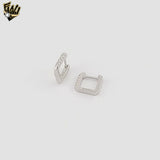 (2-4152) 925 Sterling Silver - Zircon Square Hoops.