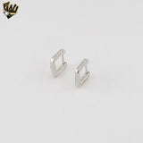 (2-4152) 925 Sterling Silver - Zircon Square Hoops.