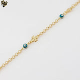 (1-0663) Laminado de oro - Pulsera con eslabones curvos contra el mal de ojo de 3 mm - BGF