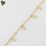 (1-0632) Gold Laminate - Paper Clip Link Bracelet With Zircon Charms - 7" - BGF