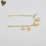 (4-4203) Stainless Steel -Ocean Charms Bracelet - 6.5"
