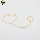 (1-0545) Gold Laminate - Zircon Hand Chain Bracelet- BGF