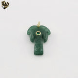 (1-2473-2) Gold Plated-  Green Aventurine Palm Tree Pendant.