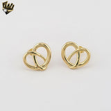 (1-1207) Gold Laminate - Heart Shape Stud Earrings - BGF