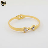 (MBRA-21-V) Stainless Steel - Zircon Bow Open Bangle.