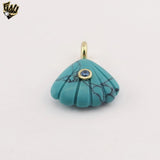 (1-2226-3) Gold Plated-  Turquoise Shell Pendant.