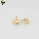 (1-1213-2) Gold Laminate - Dome Shape Stud Earrings - BGO