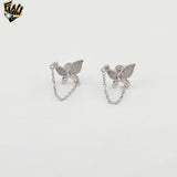(2-3220) 925 Sterling Silver - Butterflies Stud Earrings.