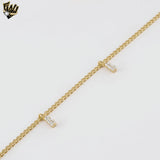 (1-0094) Gold Laminate - 3mm Curb Link Charms Anklet - 10" - BGF