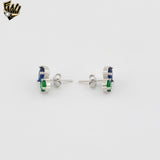 (2-66092) Plata de ley 925 - Collar Rolo Link de 1 mm con circonita verde.