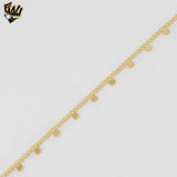 (1-0133-2) Gold Laminate - 1.5mm Curb Link Circles Charms Anklet - 10” - BGF