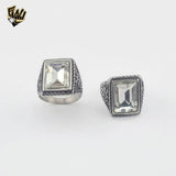 (4-0024) Acero inoxidable - Anillo de hombre con circonita oxidada.