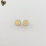 (1-1197-3) Gold Laminate - Stud Zircon Flower Earrings - BGF