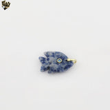 (1-2226-2) Gold Plated-  Sodalite Fish Pendant.