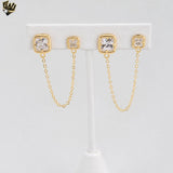 (1-1246-2) Gold Laminate - Double Piercing Zircon Earrings - BGF