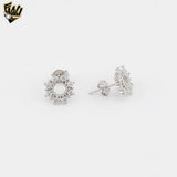 (2-3116) 925 Sterling Silver - Zircon Circle Stud Earrings.