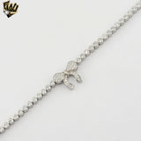 (2-0430) 925 Sterling Silver - Zircon Bow Bracelet.
