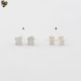 (2-3018) Plata de Ley 925 - Aretes Cuadrados con Circonitas. 